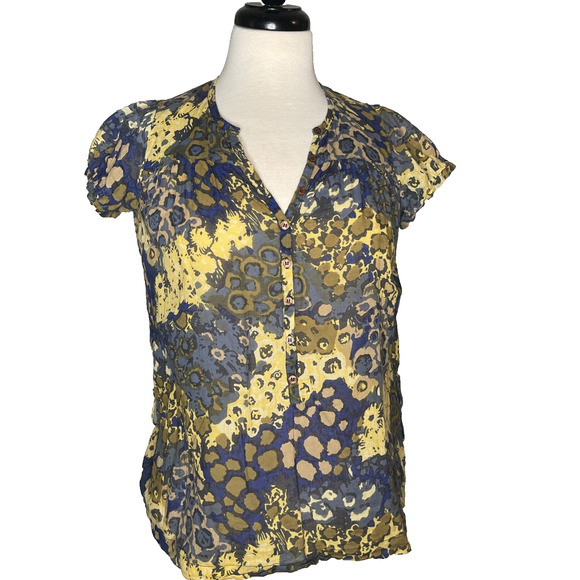 French Connection Women's Multicolor Blouse Size 2 Cap Sleeve - Picture 1 of 4